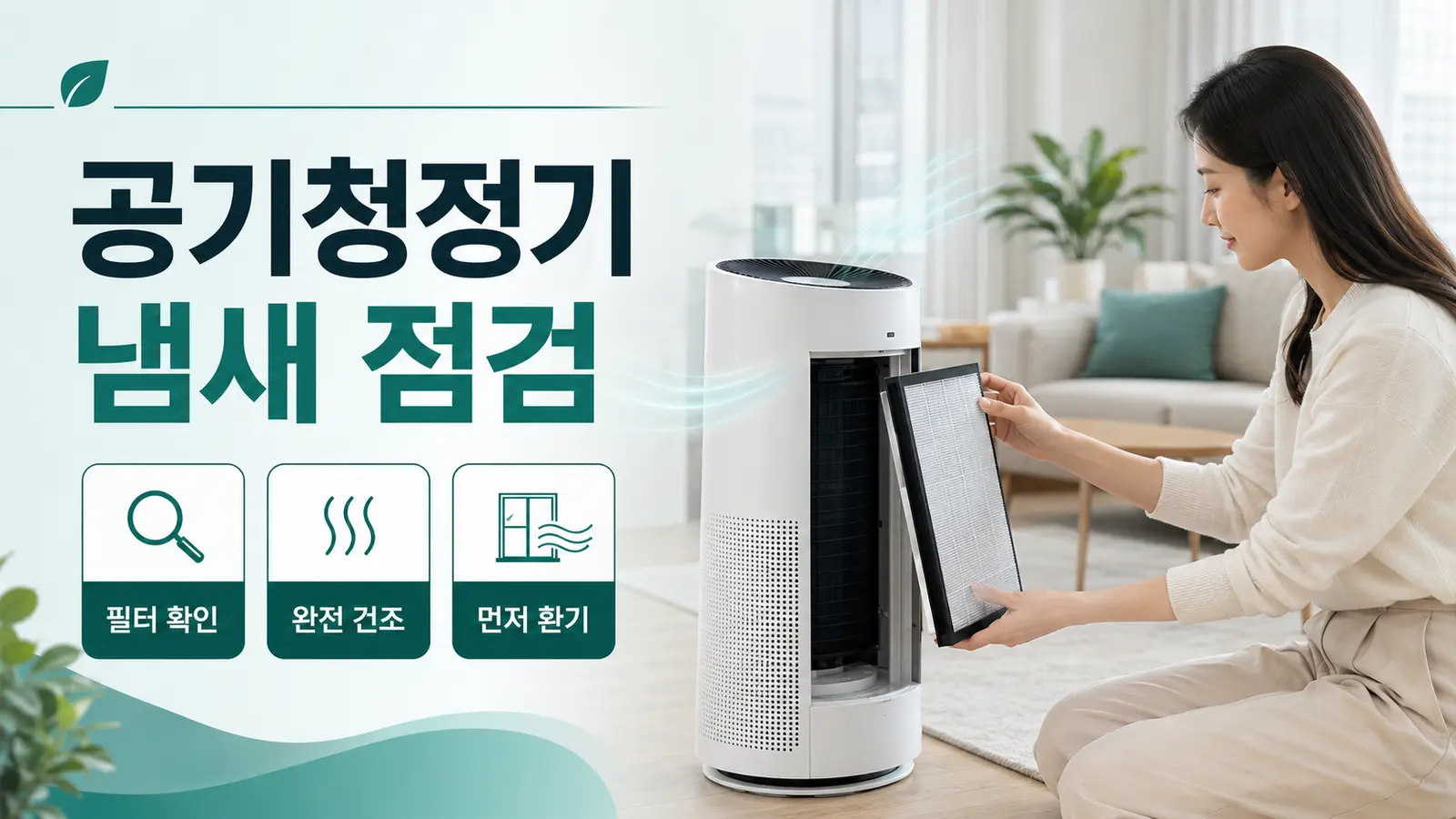 공기청정기에서 냄새 날 때, 필터·건조·환기 확인 순서
