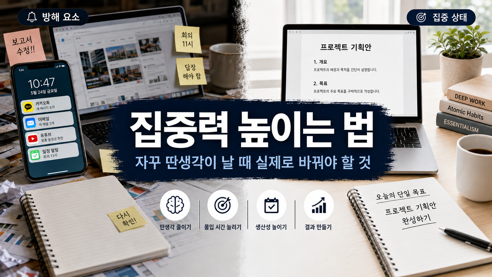 집중력 높이는 법, 자꾸 딴생각이 날 때 실제로 바꿔야 할 것
