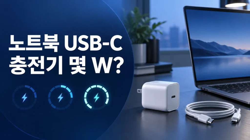노트북 USB-C 충전기 출력과 호환을 확인하는 노트북, USB-C PD 충전기와 케이블
